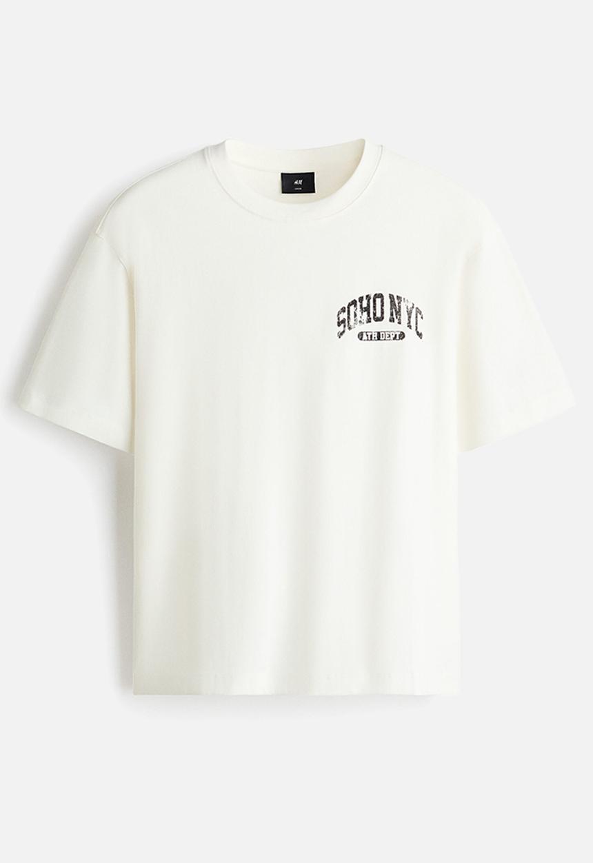 H&M - Loose fit printed t-shirt - white/soho nyc