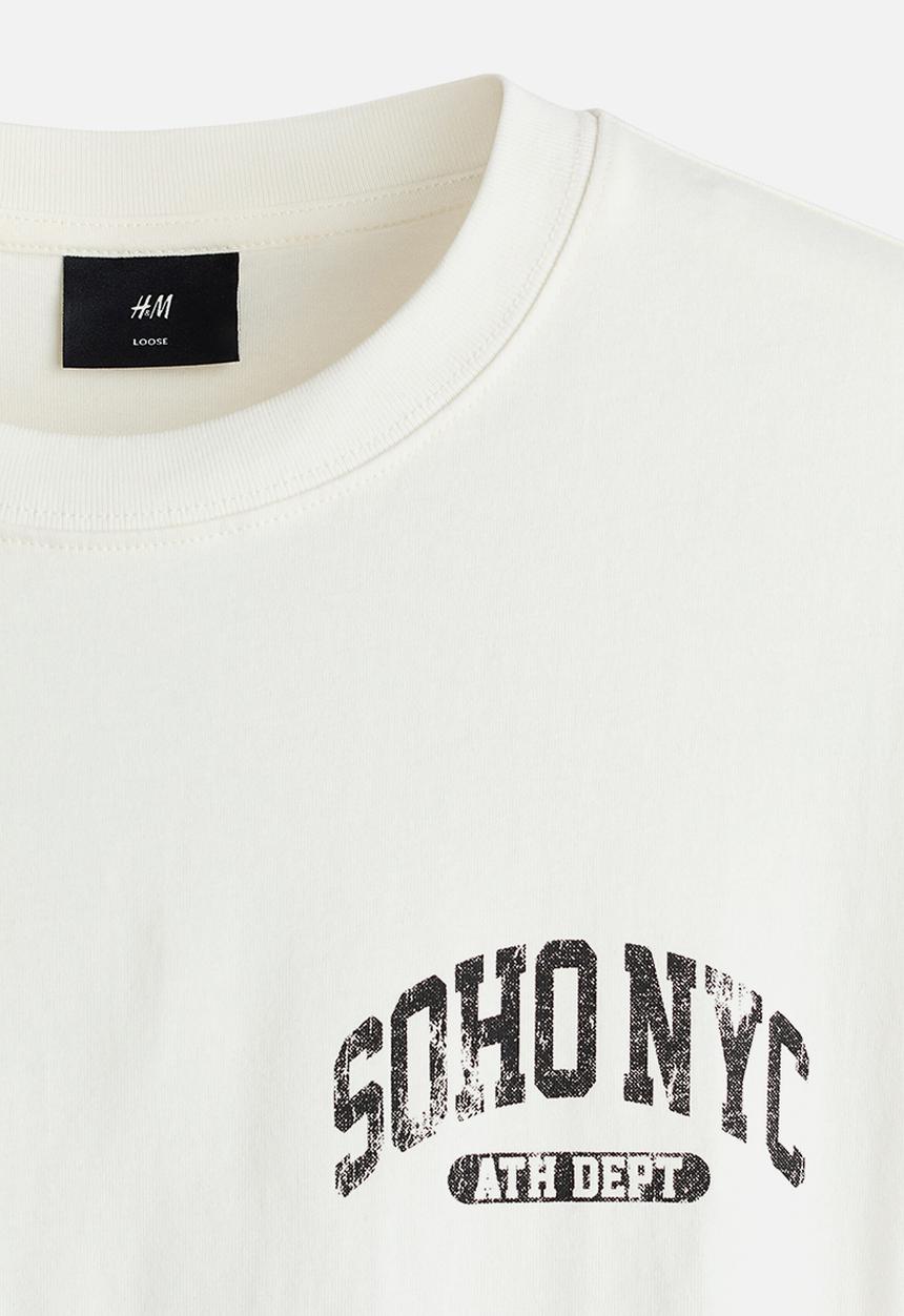 H&M - Loose fit printed t-shirt - white/soho nyc
