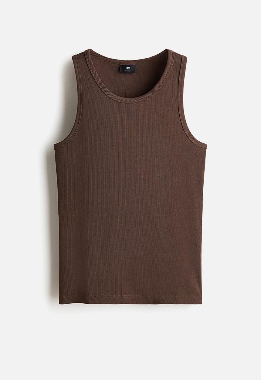 H&M - Slim fit ribbed vest top - brown