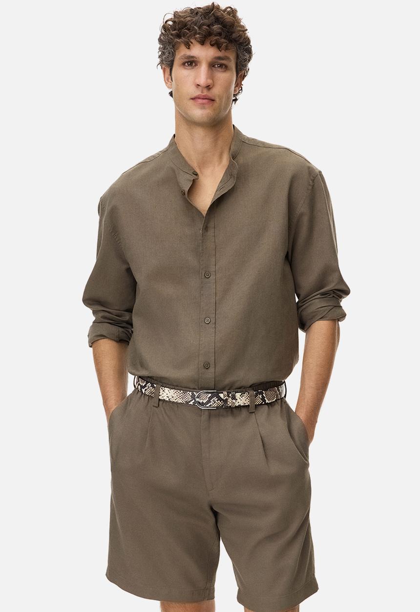 H&M - Relaxed fit linen-blend shorts - brown