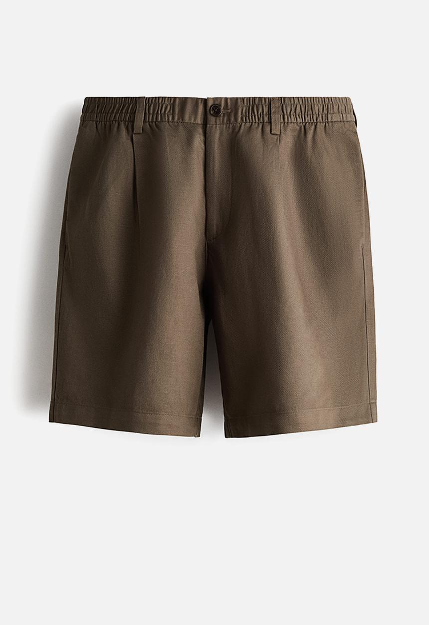 H&M - Relaxed fit linen-blend shorts - brown
