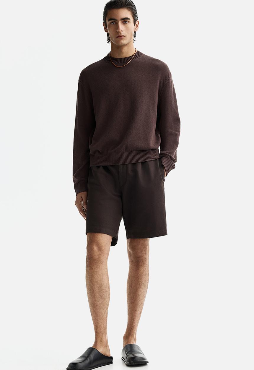 H&M - Relaxed fit linen-blend shorts - dark brown