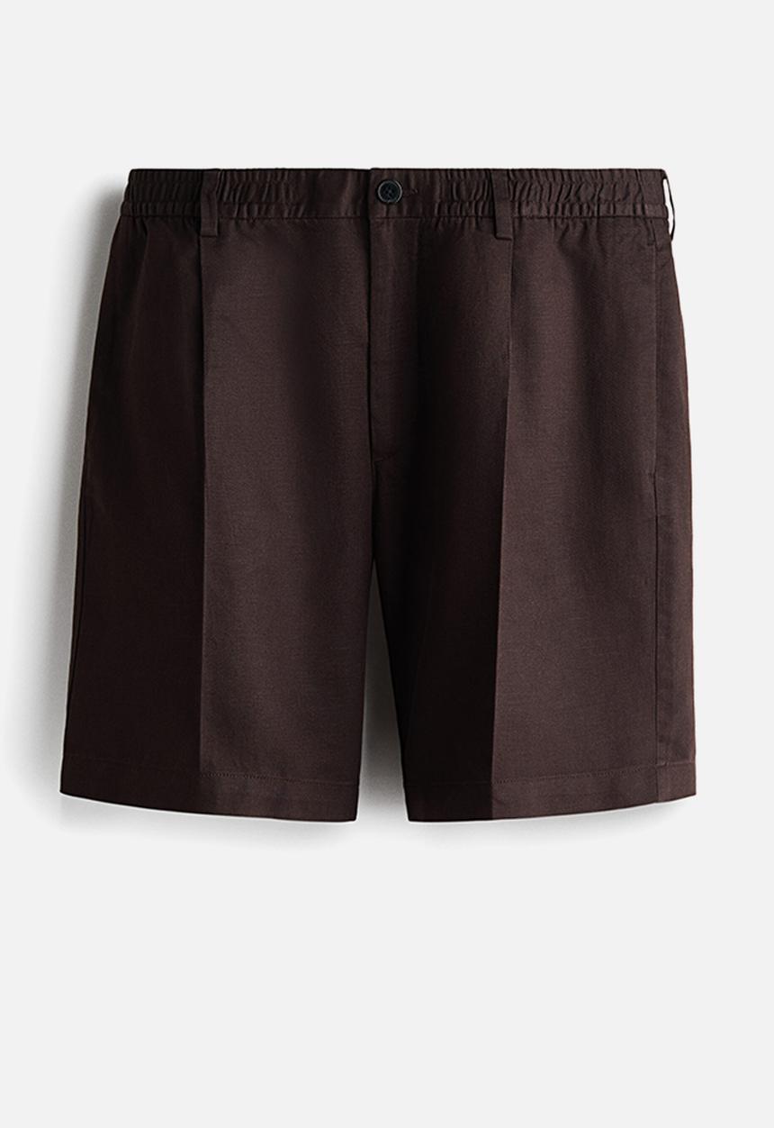 H&M - Relaxed fit linen-blend shorts - dark brown