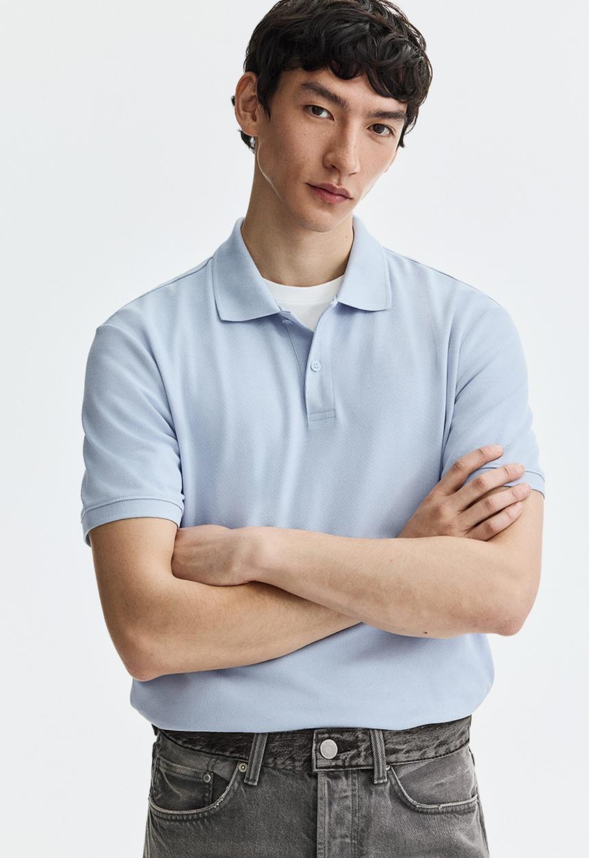 H&M - Regular fit polo shirt - light blue