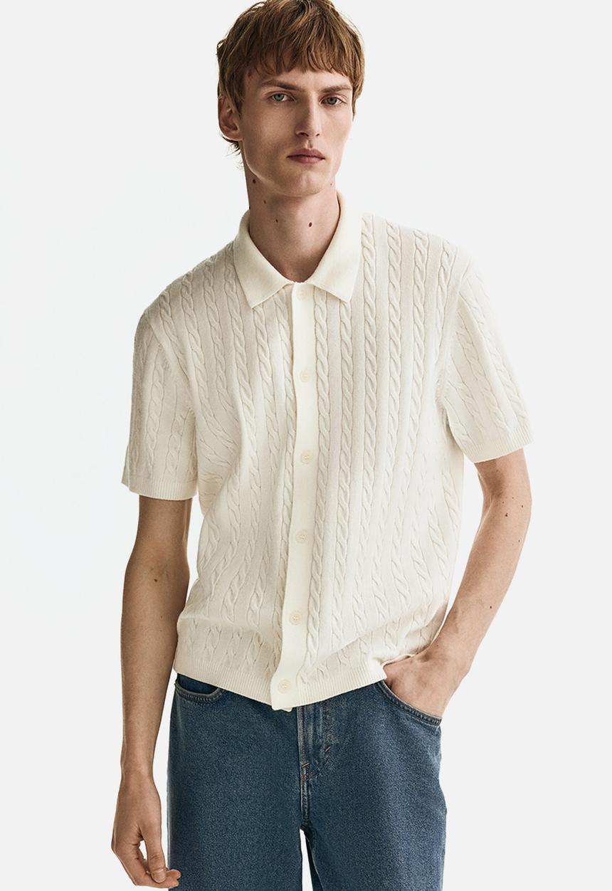 H&M - Regular fit cable-knit shirt - white