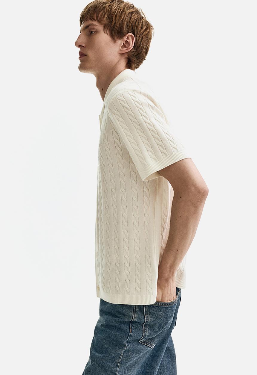 H&M - Regular fit cable-knit shirt - white