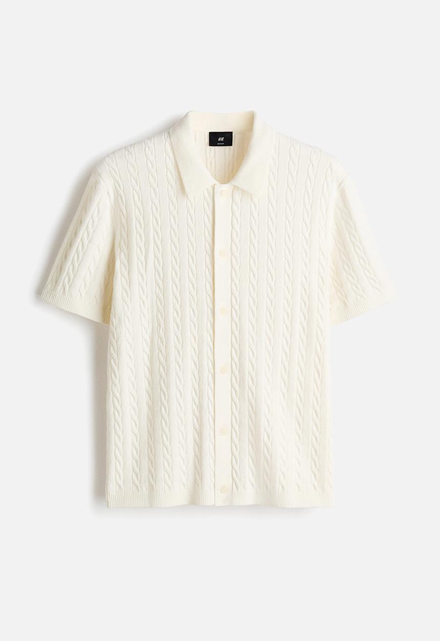 H&M - Regular fit cable-knit shirt - white