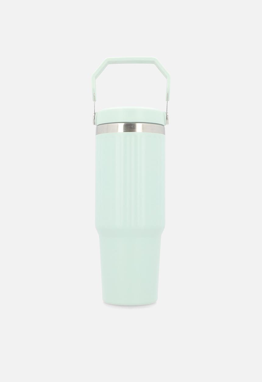Excellent Houseware - Mint Stainless Steel Rib Design Drinking Flask with Handle