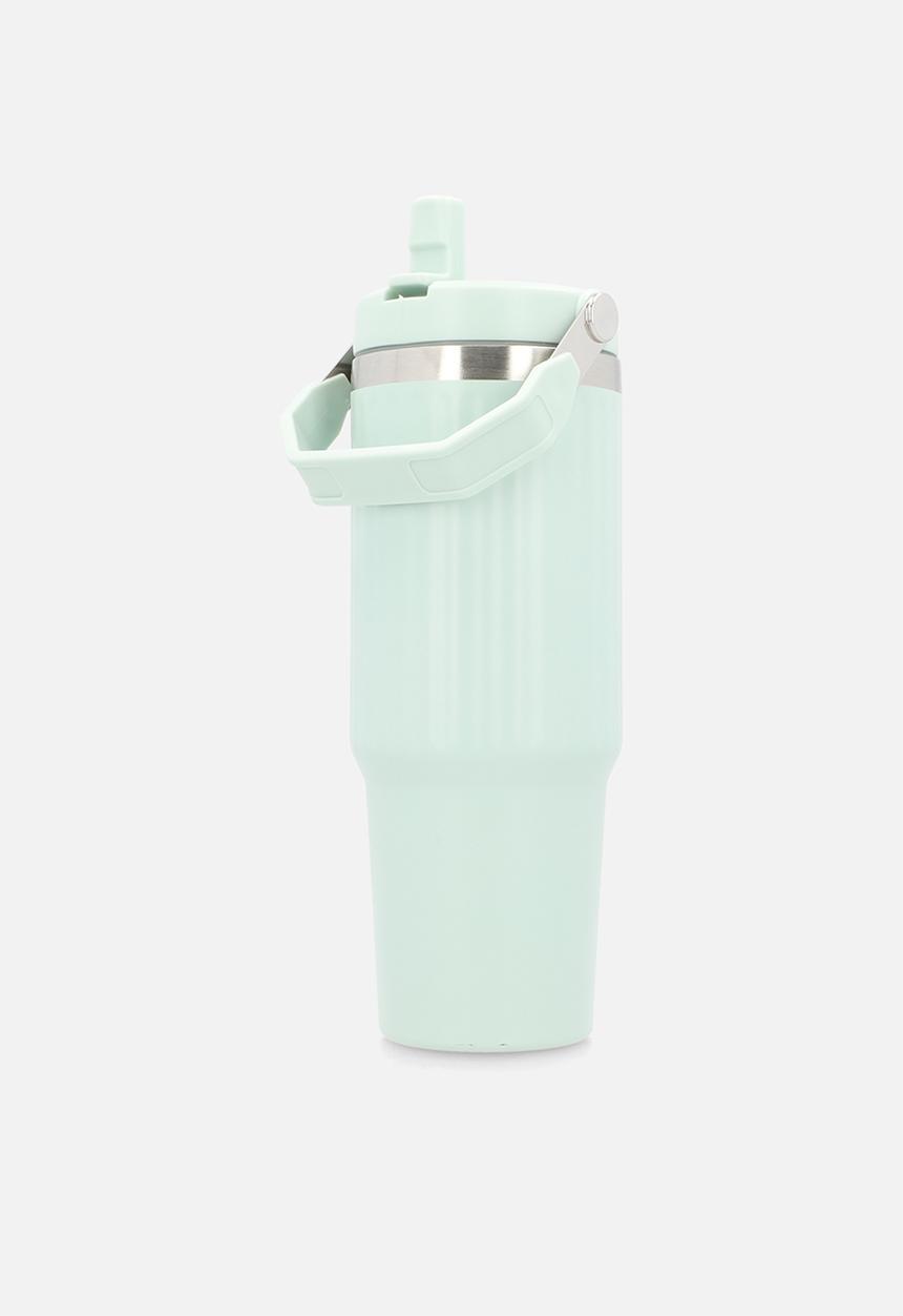 Excellent Houseware - Mint Stainless Steel Rib Design Drinking Flask with Handle