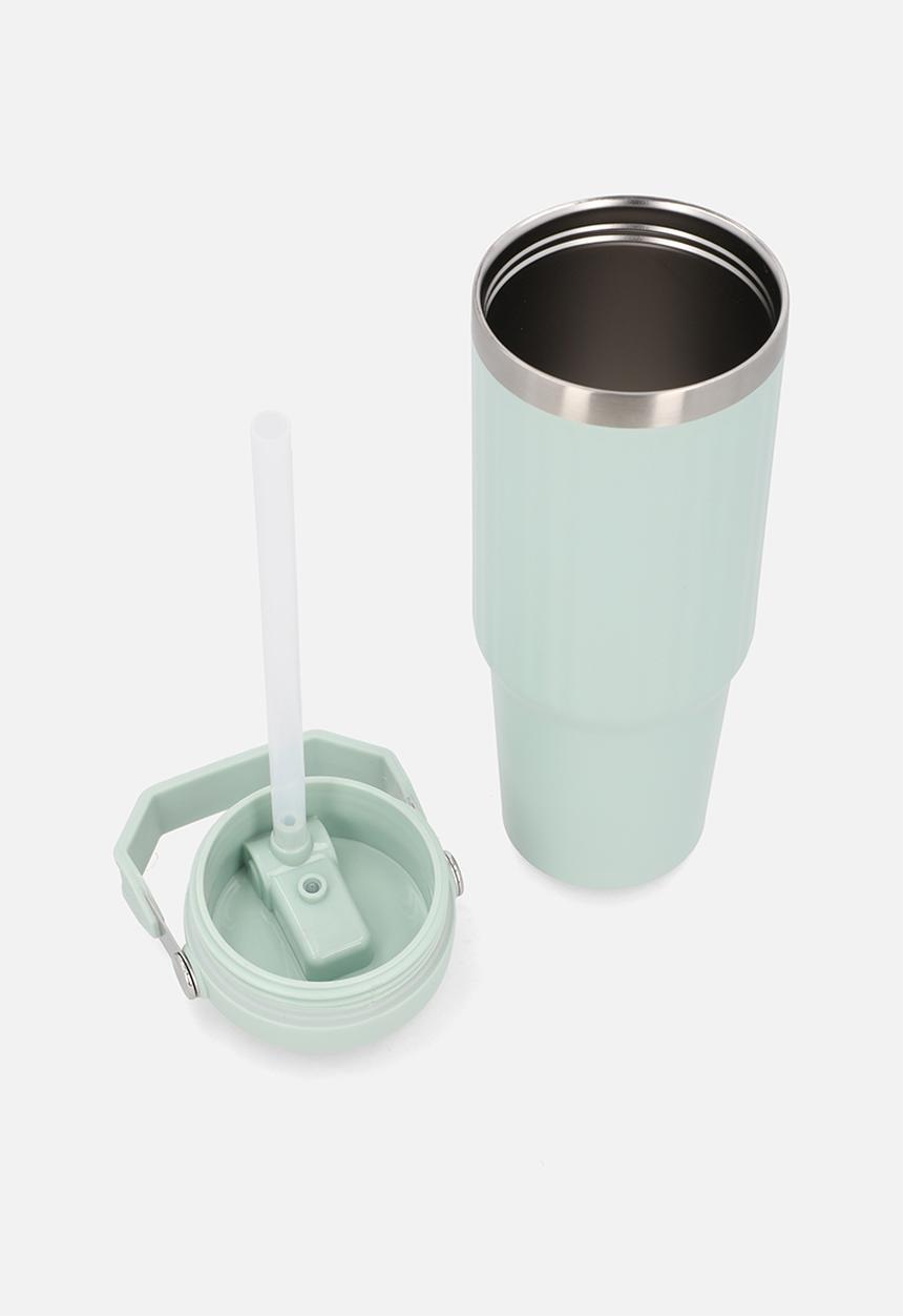 Excellent Houseware - Mint Stainless Steel Rib Design Drinking Flask with Handle