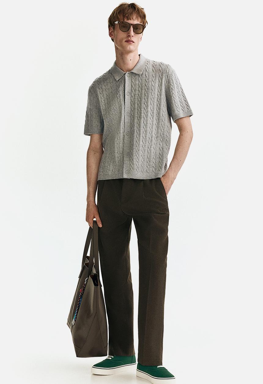 H&M - Regular fit cable-knit shirt - grey