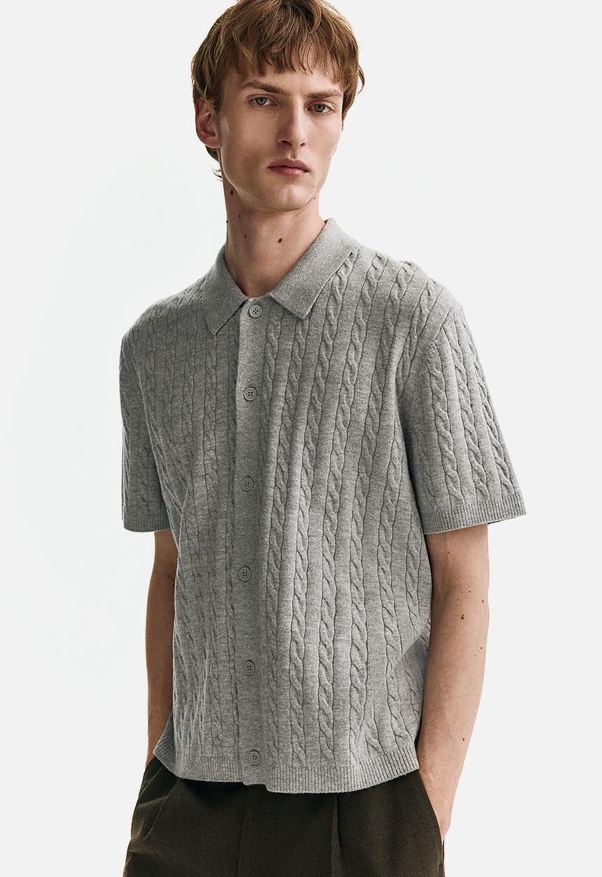 H&M - Regular fit cable-knit shirt - grey