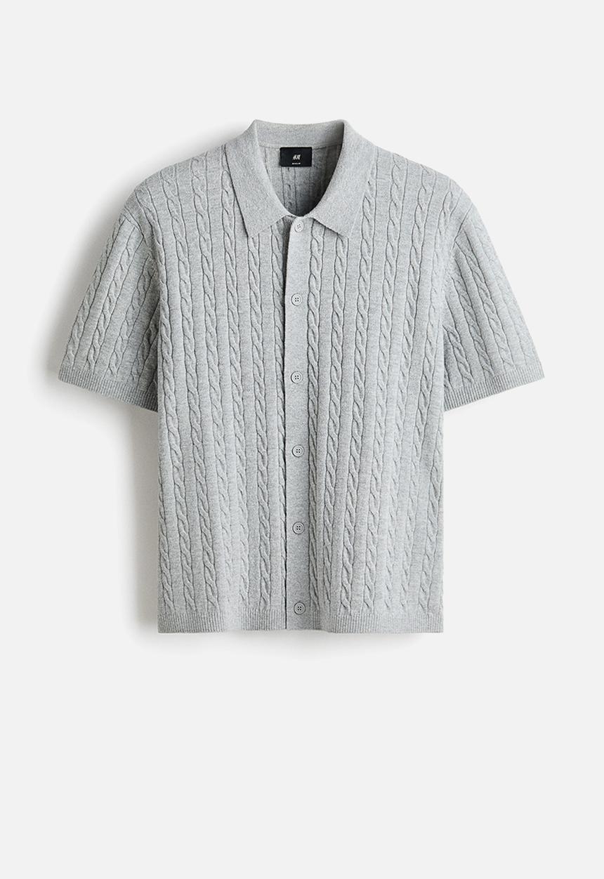 H&M - Regular fit cable-knit shirt - grey