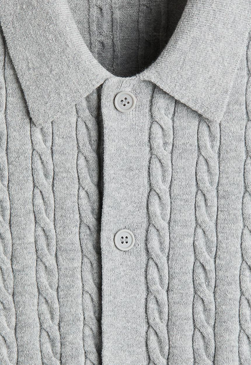 H&M - Regular fit cable-knit shirt - grey