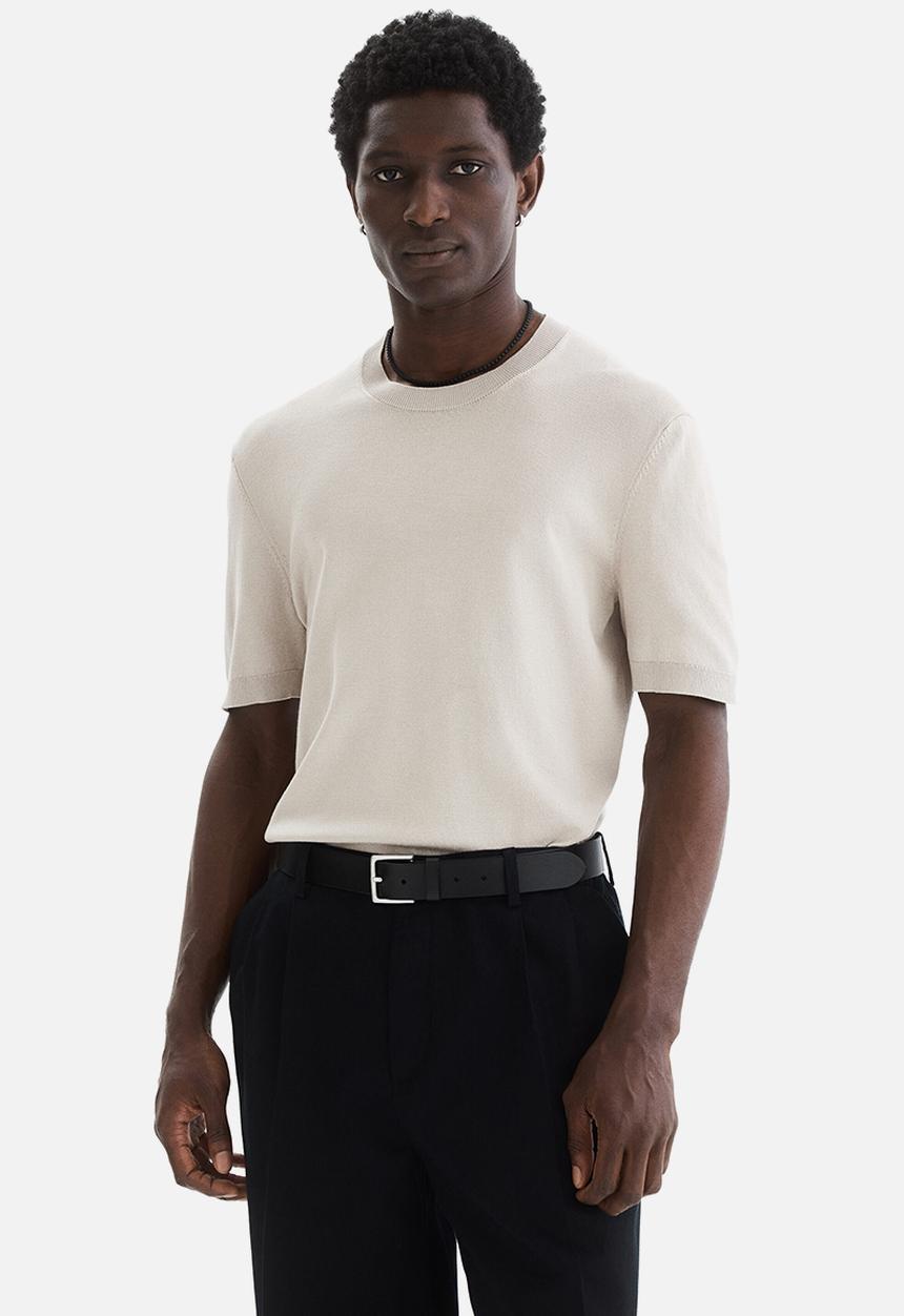 H&M - Slim fit knitted t-shirt - beige
