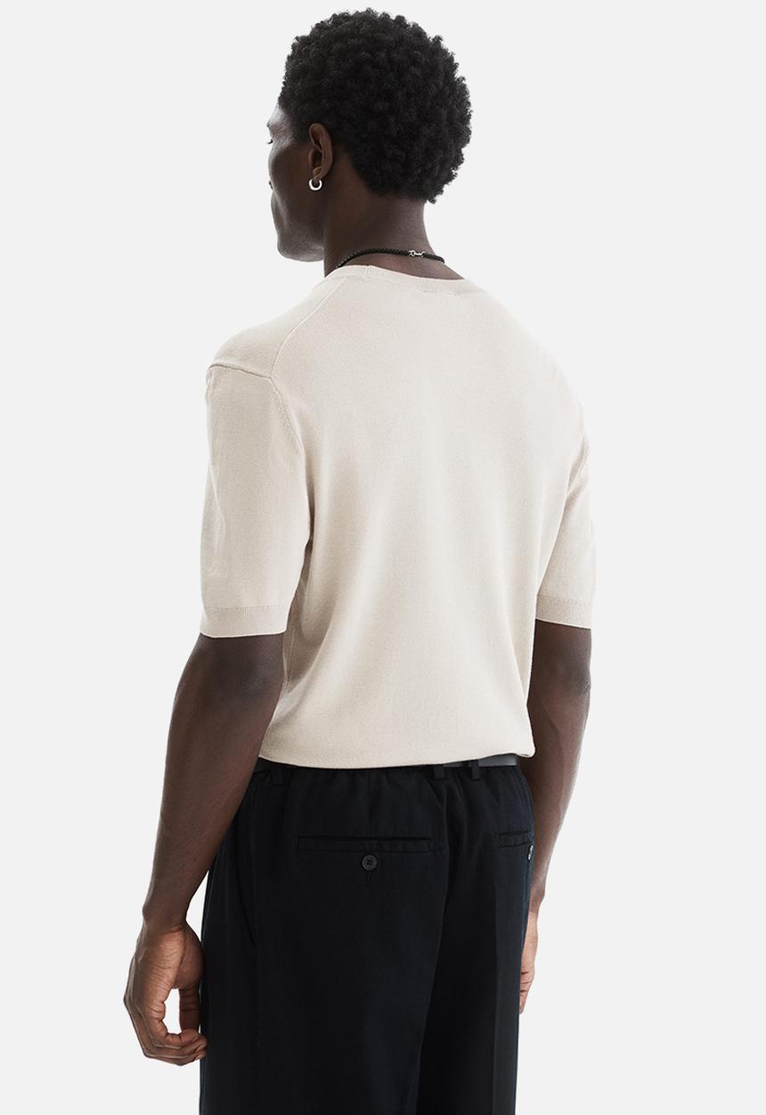 H&M - Slim fit knitted t-shirt - beige