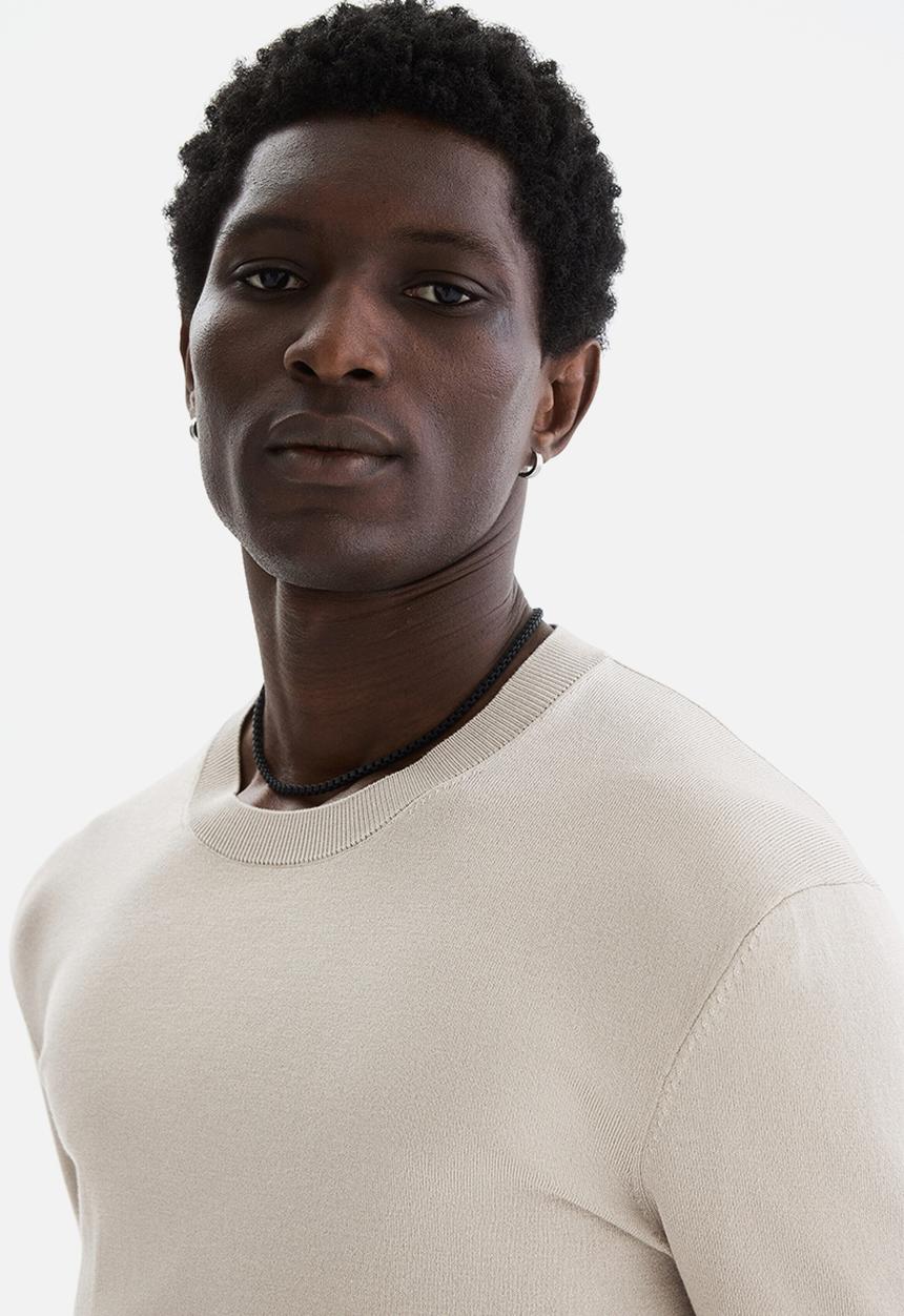H&M - Slim fit knitted t-shirt - beige