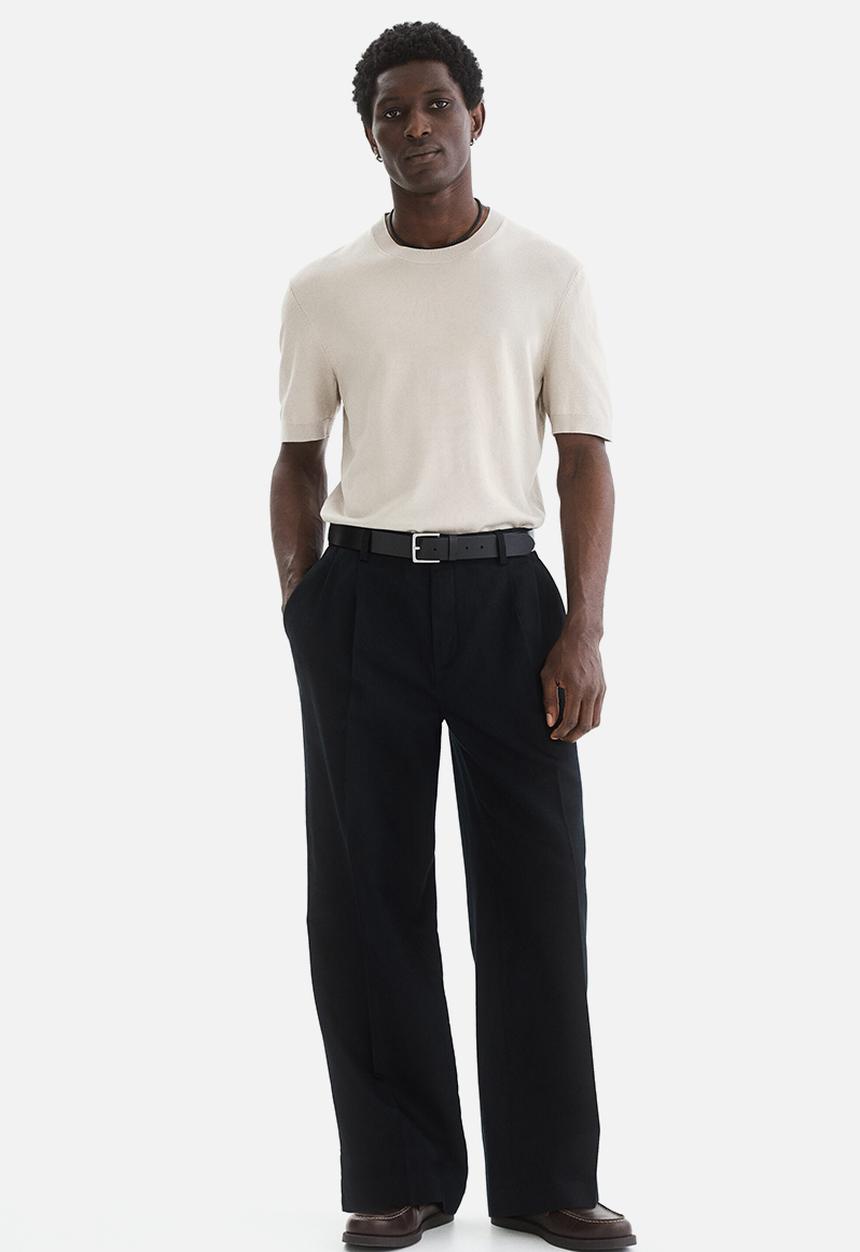 H&M - Slim fit knitted t-shirt - beige