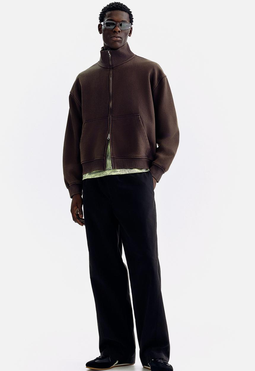H&M - Relaxed fit boxy-style track jacket - dark brown