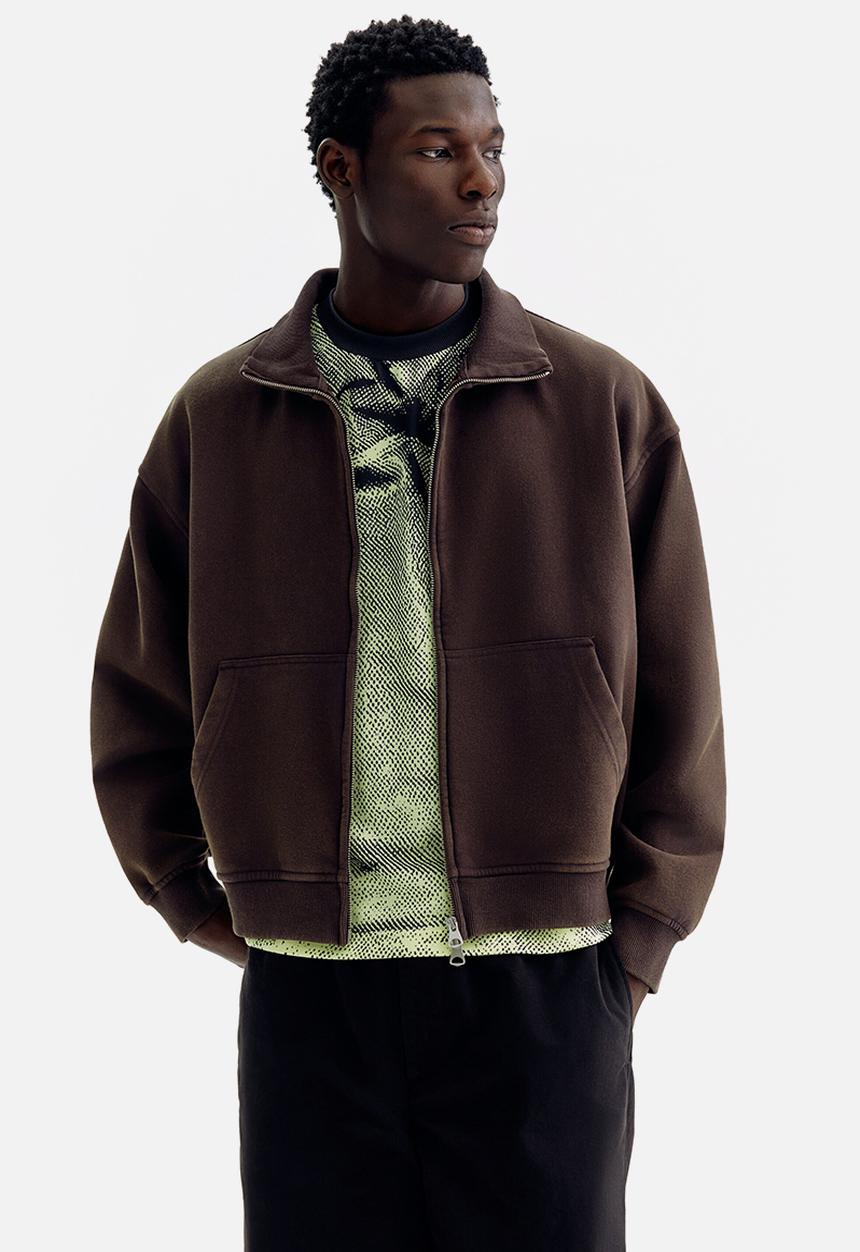 H&M - Relaxed fit boxy-style track jacket - dark brown