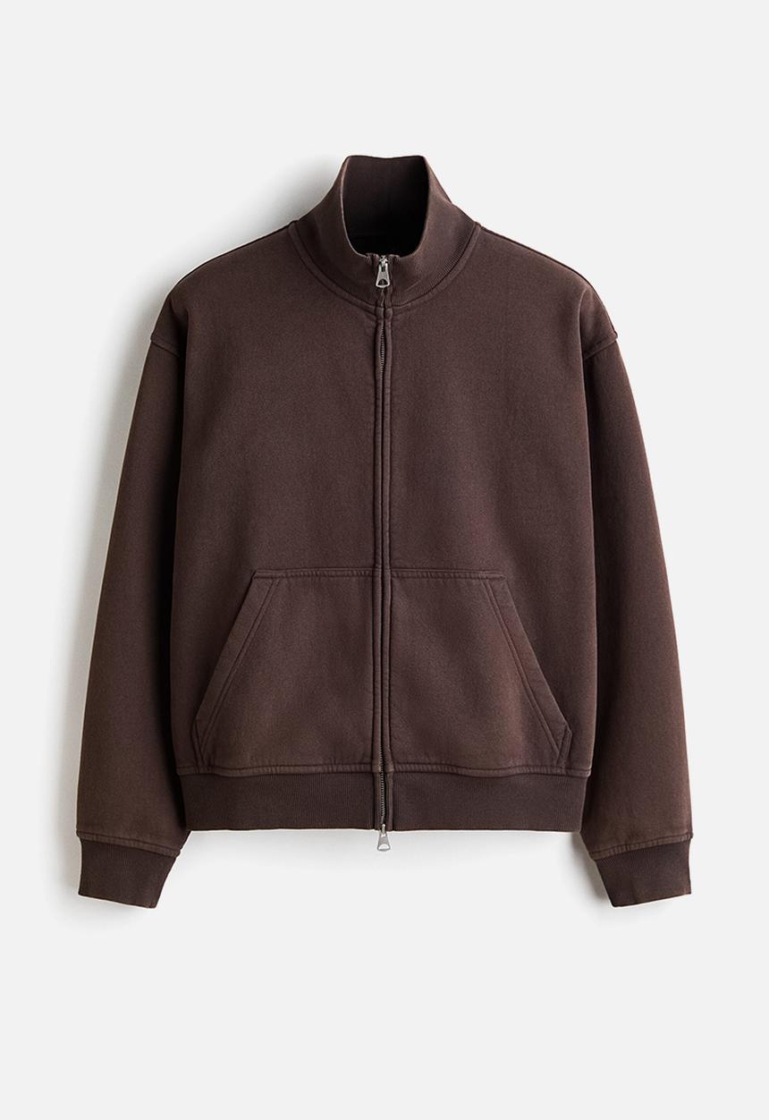 H&M - Relaxed fit boxy-style track jacket - dark brown
