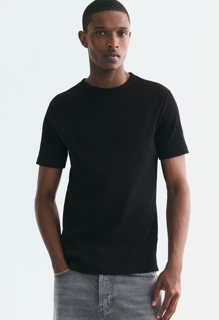 H&M - Slim fit ribbed t-shirt - black