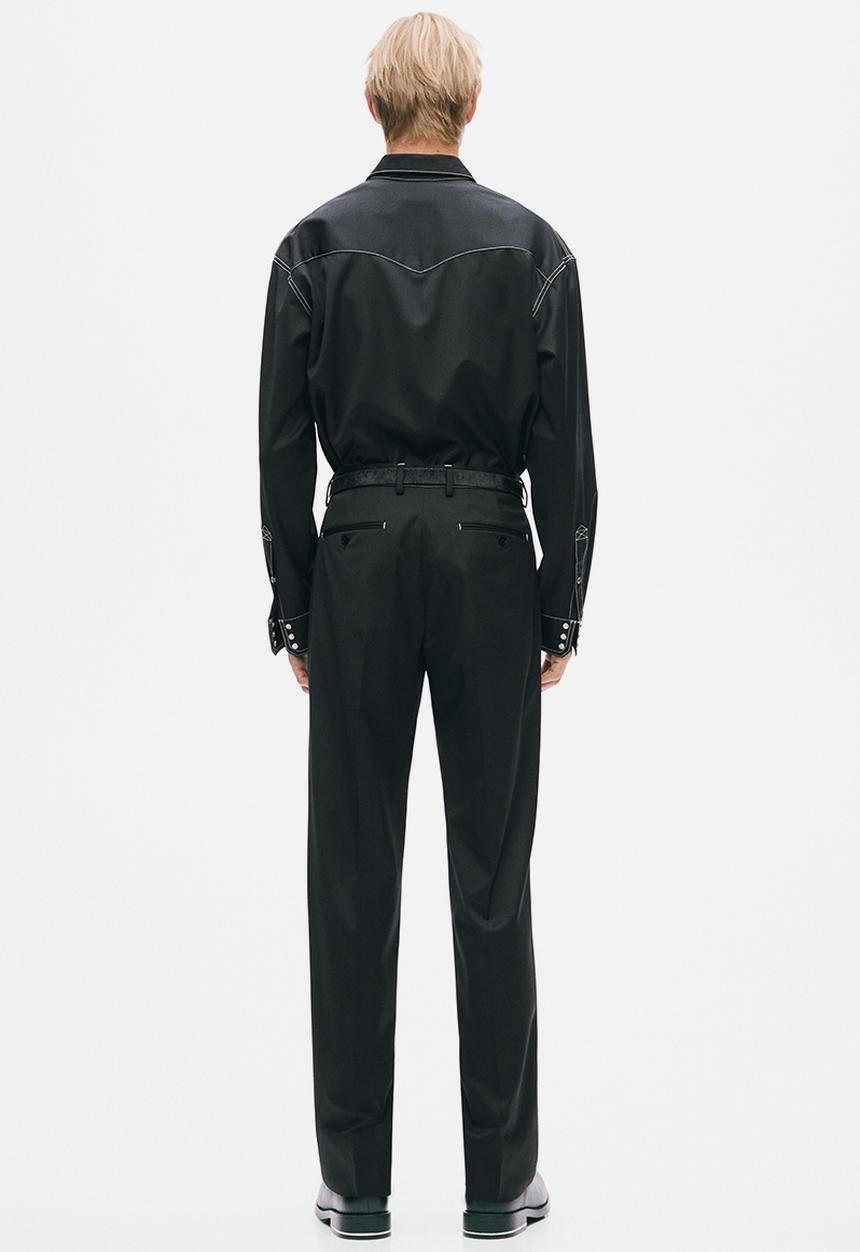 H&M - H&M Atelier:  Regular fit wool-blend twill shirt - black