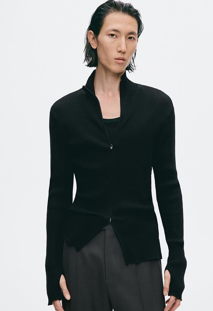 H&M - H&M Atelier:  Slim fit zip-through cardigan - black