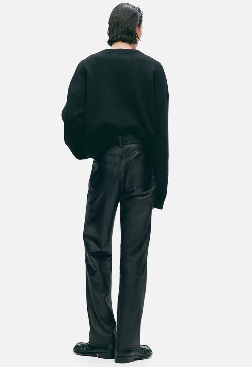H&M - H&M Atelier:  Regular fit leather trousers - black