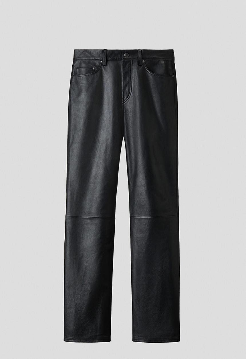 H&M - H&M Atelier:  Regular fit leather trousers - black