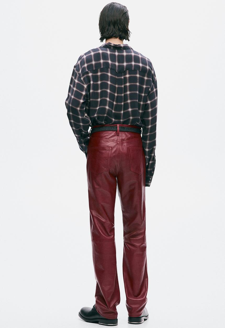 H&M - H&M Atelier:  Regular fit leather trousers - dark red