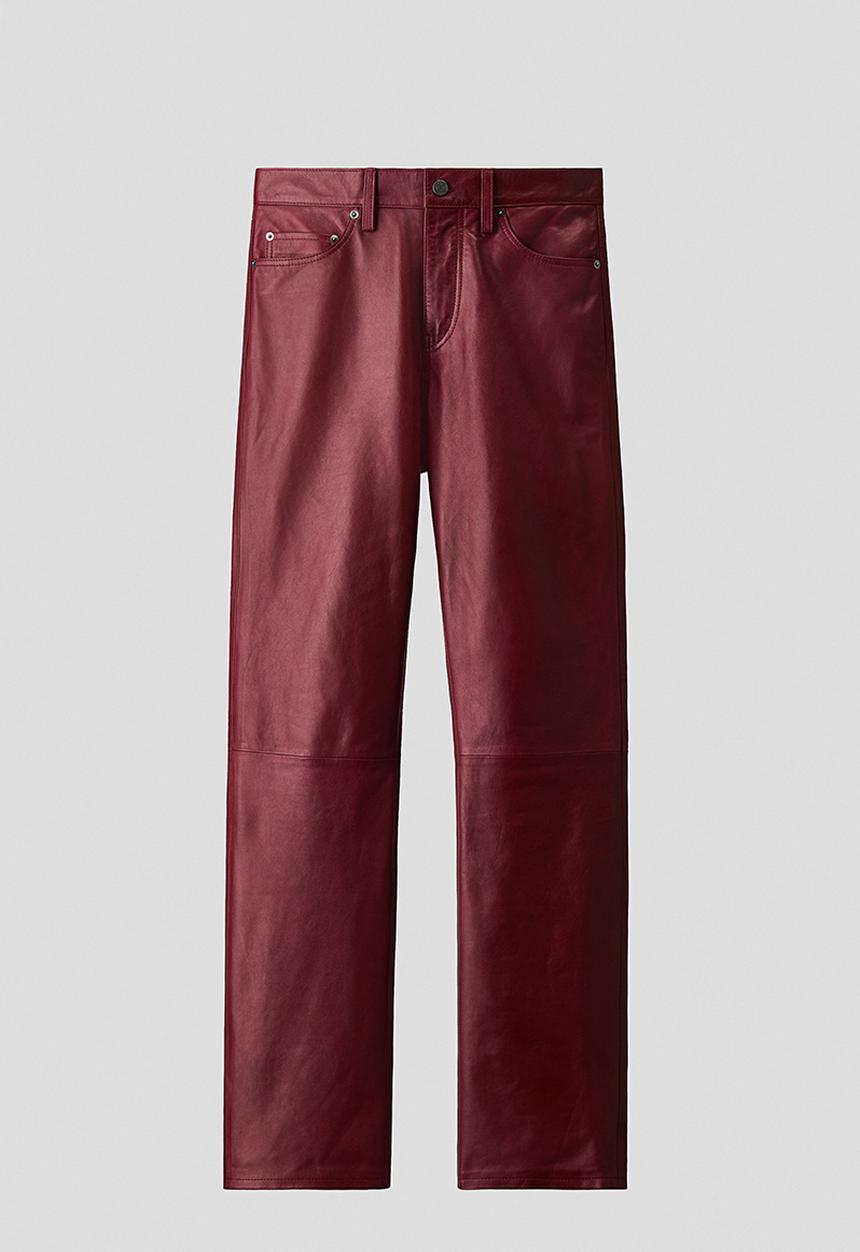 H&M - H&M Atelier:  Regular fit leather trousers - dark red