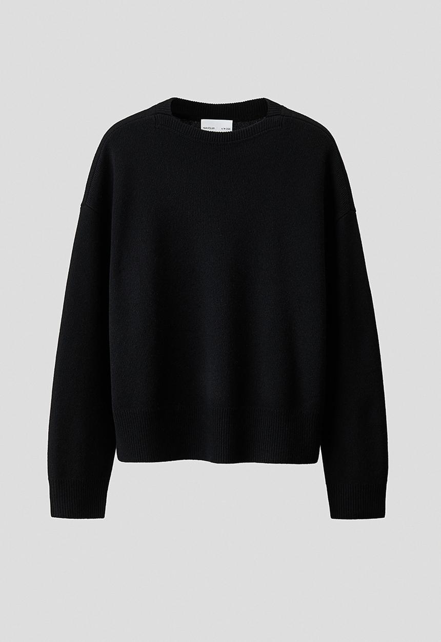 H&M - H&M Atelier:  Loose fit rib-knit cashmere jumper - black