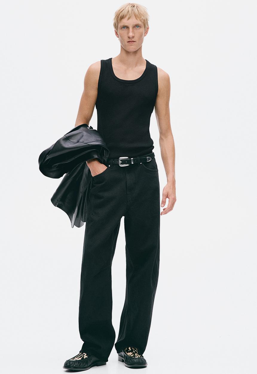 H&M - H&M Atelier:  Slim fit ribbed wool-blend vest top - black