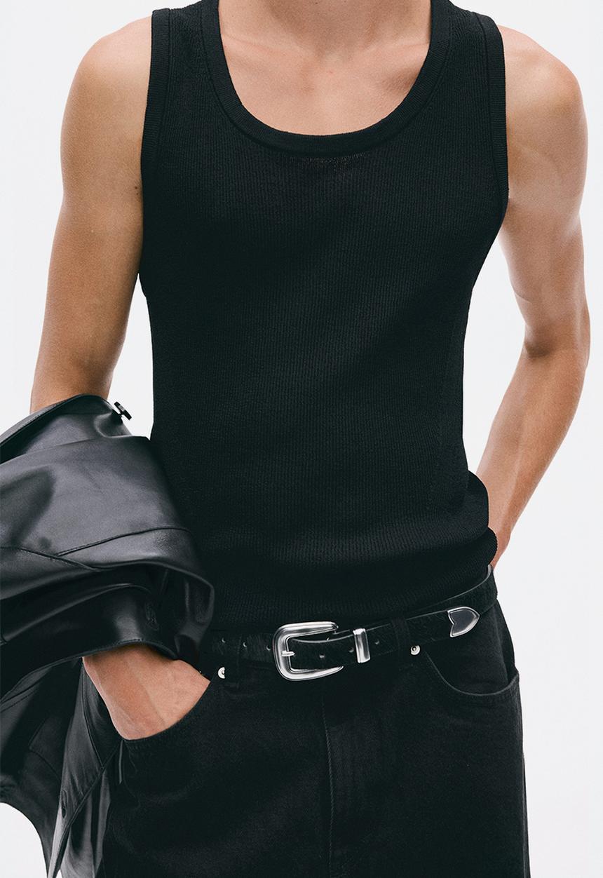H&M - H&M Atelier:  Slim fit ribbed wool-blend vest top - black