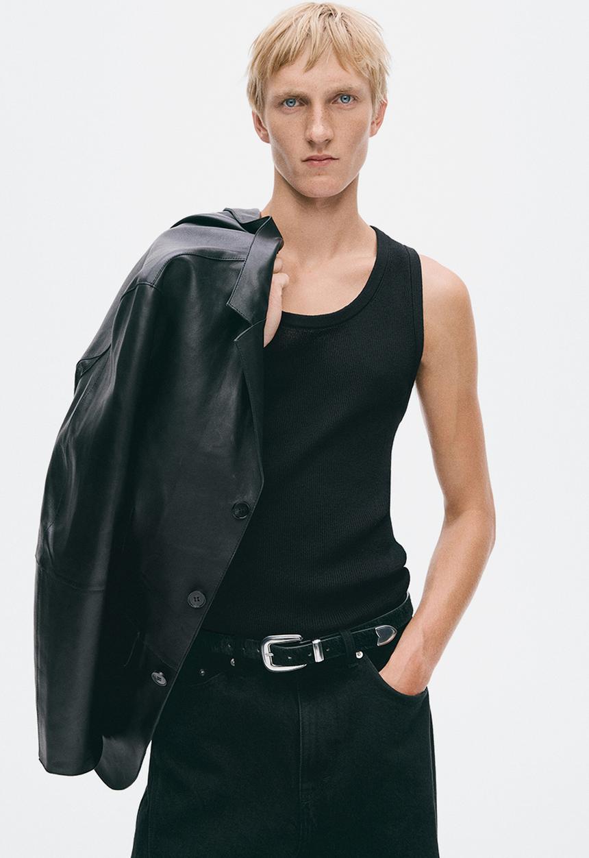 H&M - H&M Atelier:  Slim fit ribbed wool-blend vest top - black