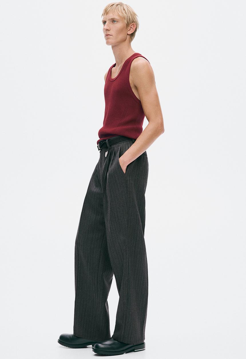 H&M - H&M Atelier:  Slim fit ribbed wool-blend vest top - dark red