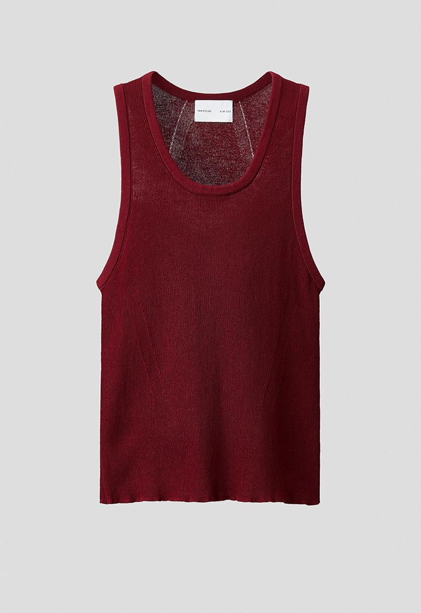 H&M - H&M Atelier:  Slim fit ribbed wool-blend vest top - dark red