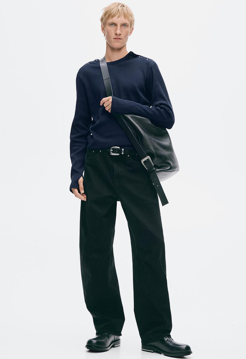 H&M - H&M Atelier:  Slim fit cotton top - dark blue