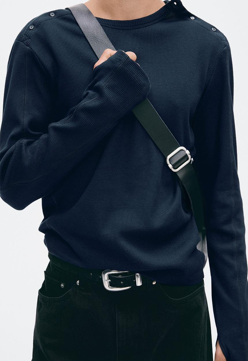 H&M - H&M Atelier:  Slim fit cotton top - dark blue