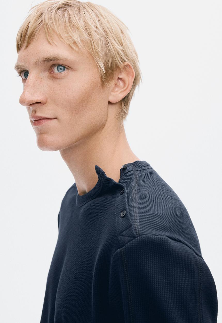H&M - H&M Atelier:  Slim fit cotton top - dark blue