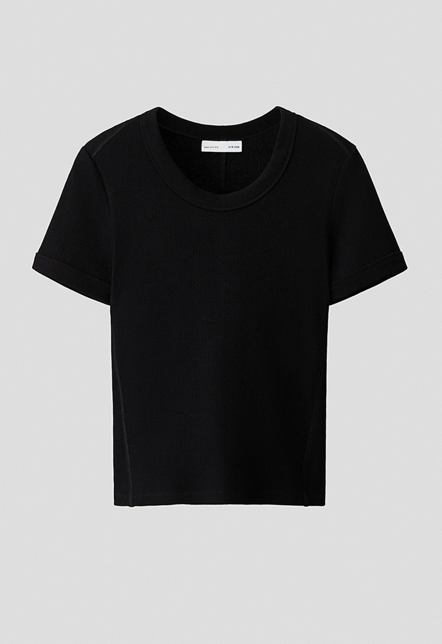 H&M - H&M Atelier:  Slim fit waffled cotton t-shirt - black