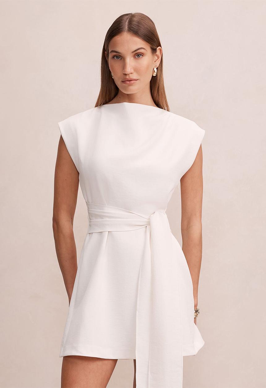 Forever New - Peony tie front mini dress - lily white