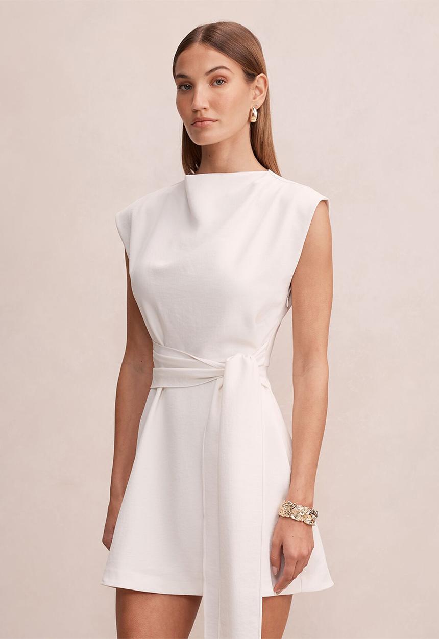 Forever New - Peony tie front mini dress - lily white