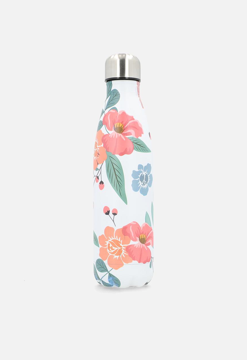 Excellent Houseware - White Floral Stainless Steel Vacuum Flask Bottle 500ml