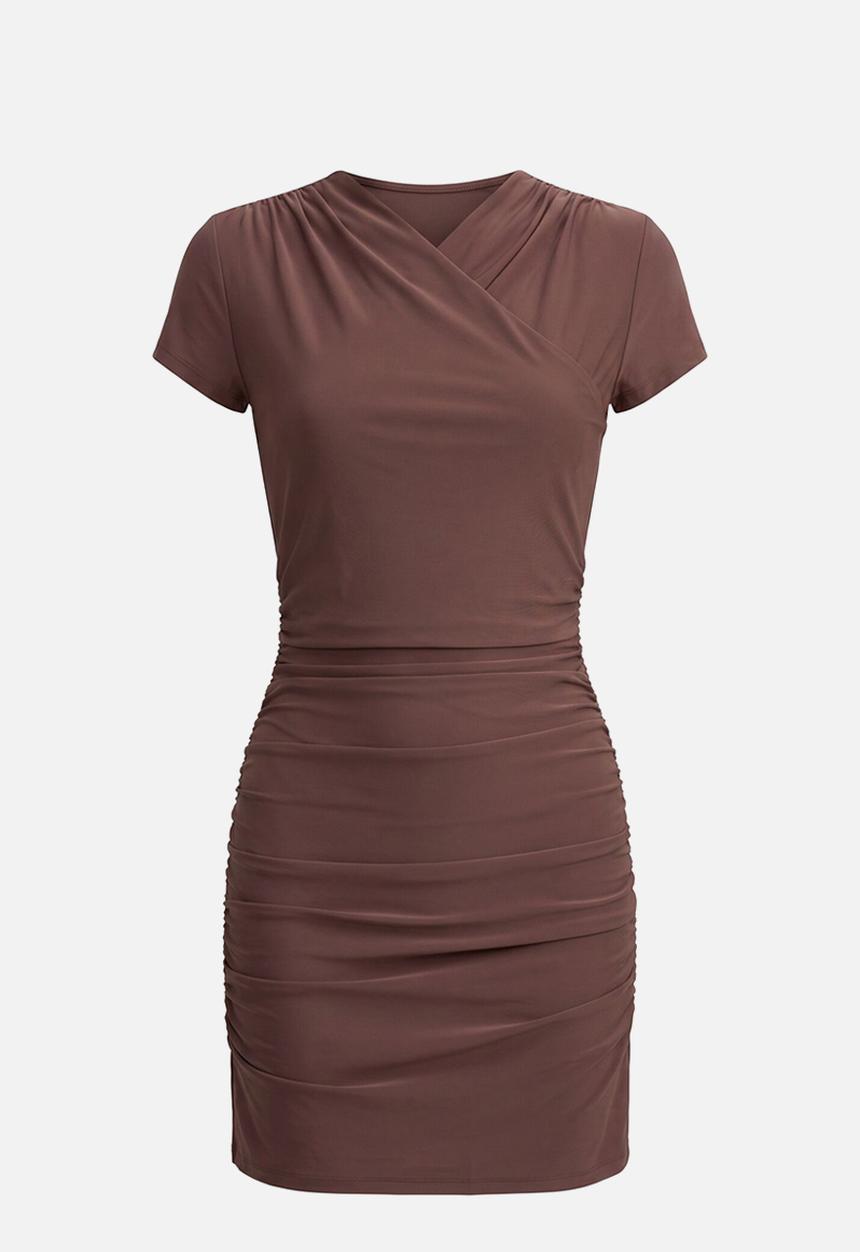 Forever New - Juliette cross over mini dress in - cocoa bean