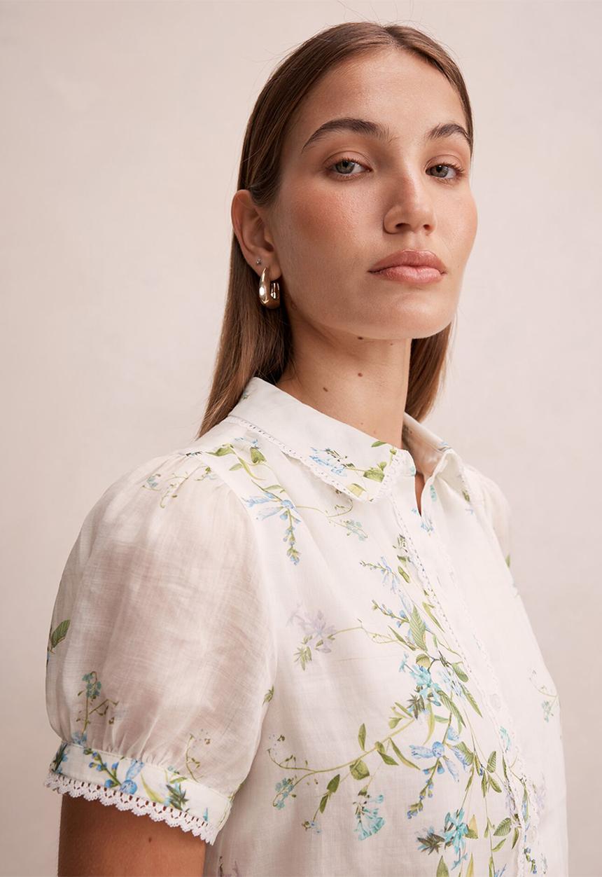 Forever New - Posie lace detail blouse - light glade floral