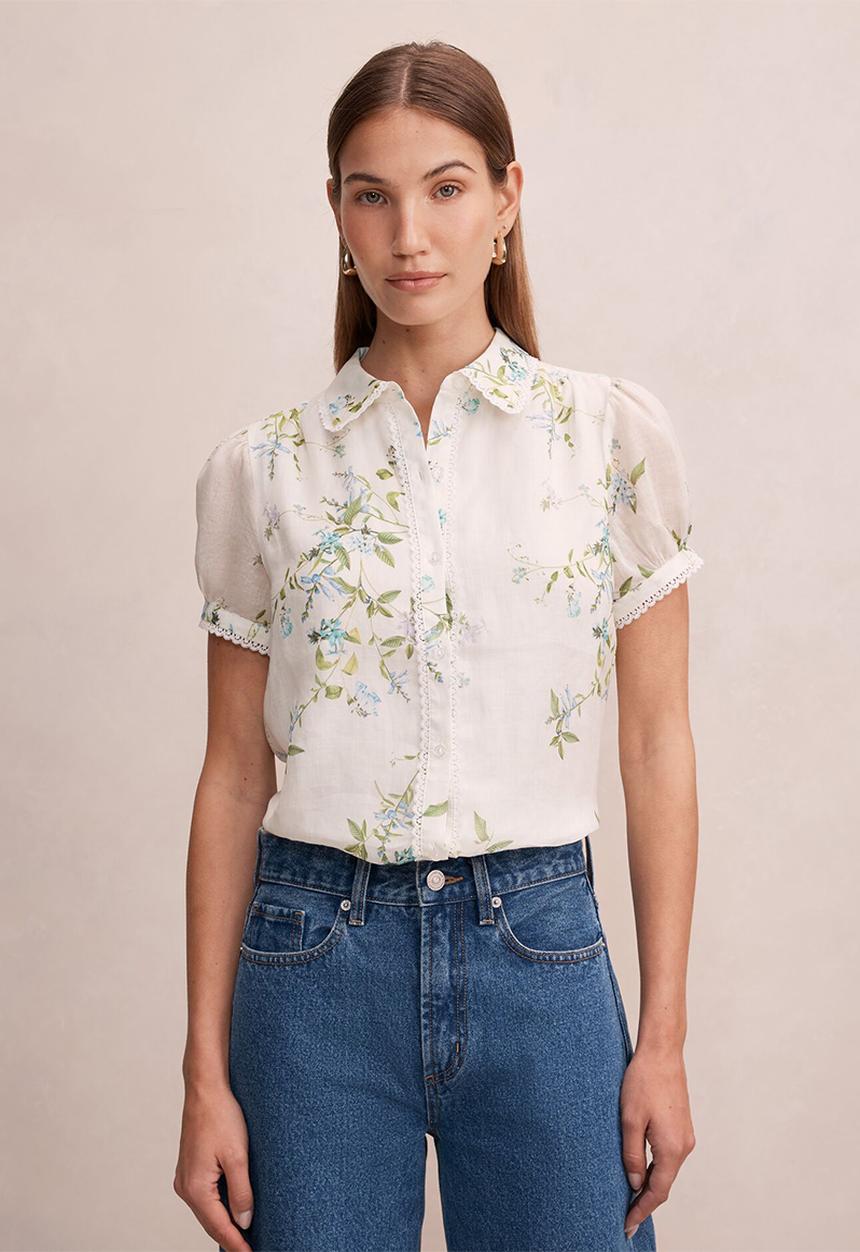 Forever New - Posie lace detail blouse - light glade floral