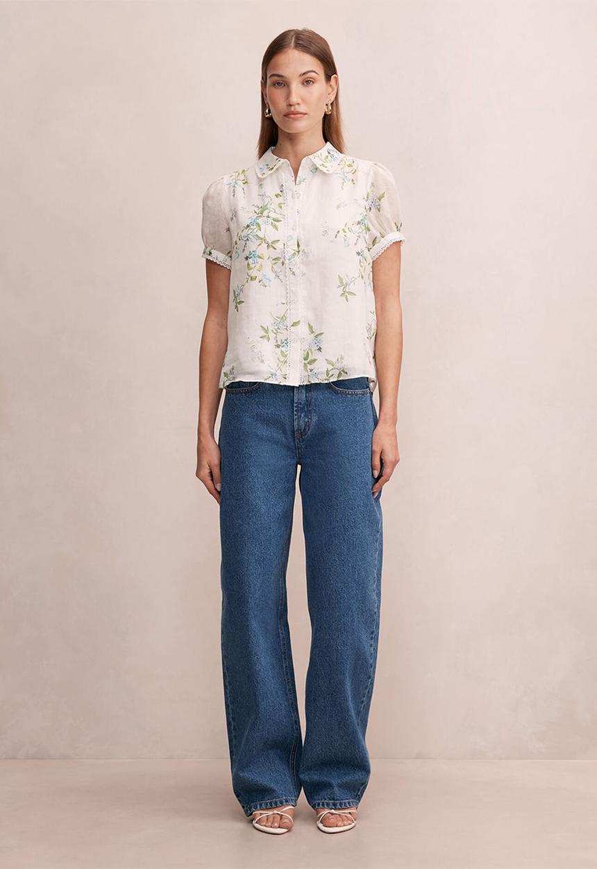 Forever New - Posie lace detail blouse - light glade floral