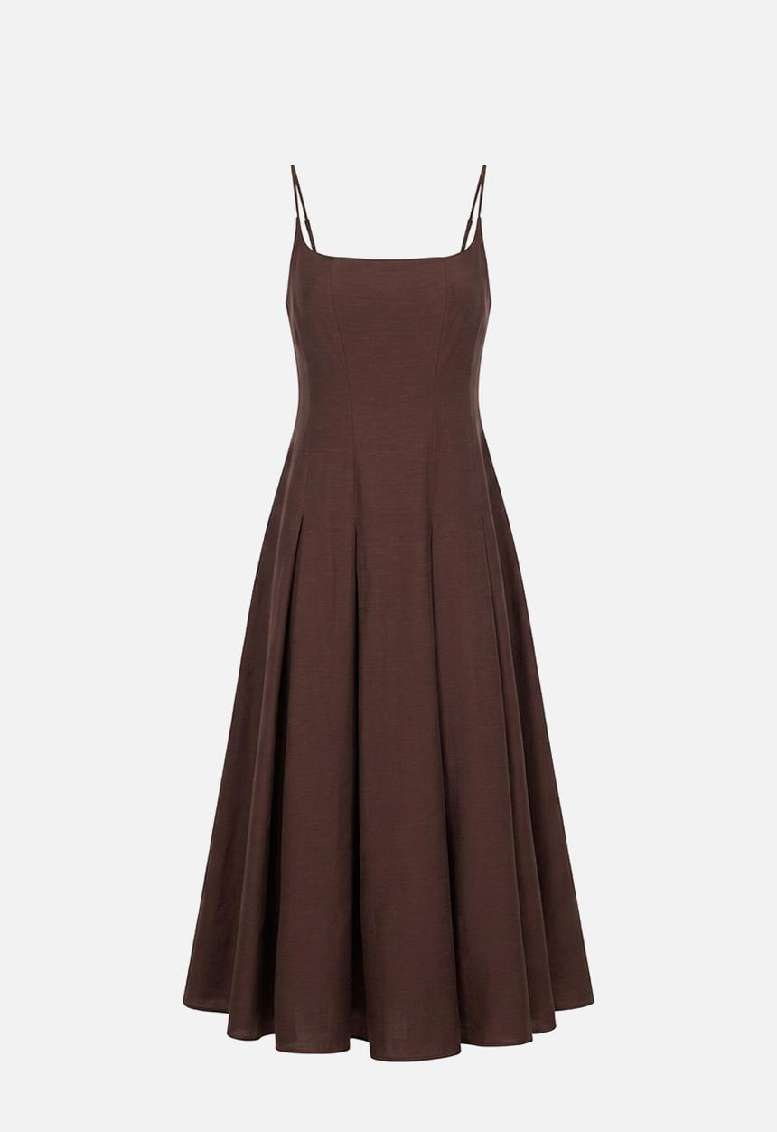 Forever New - Emery panel midi dress in - chocolate freckle
